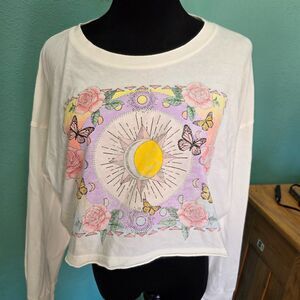 Aeropostale OG tee cropped boyfriend tee Womens M celestial boho long sleeve NWT